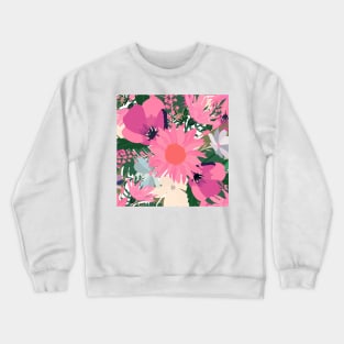 Pretty Pink Sunflowers and Poppy Floral Design Crewneck Sweatshirt